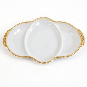 50s Fire King Milk Glass Vintage Anchor Hocking Divided 3 Sections Serving Dish